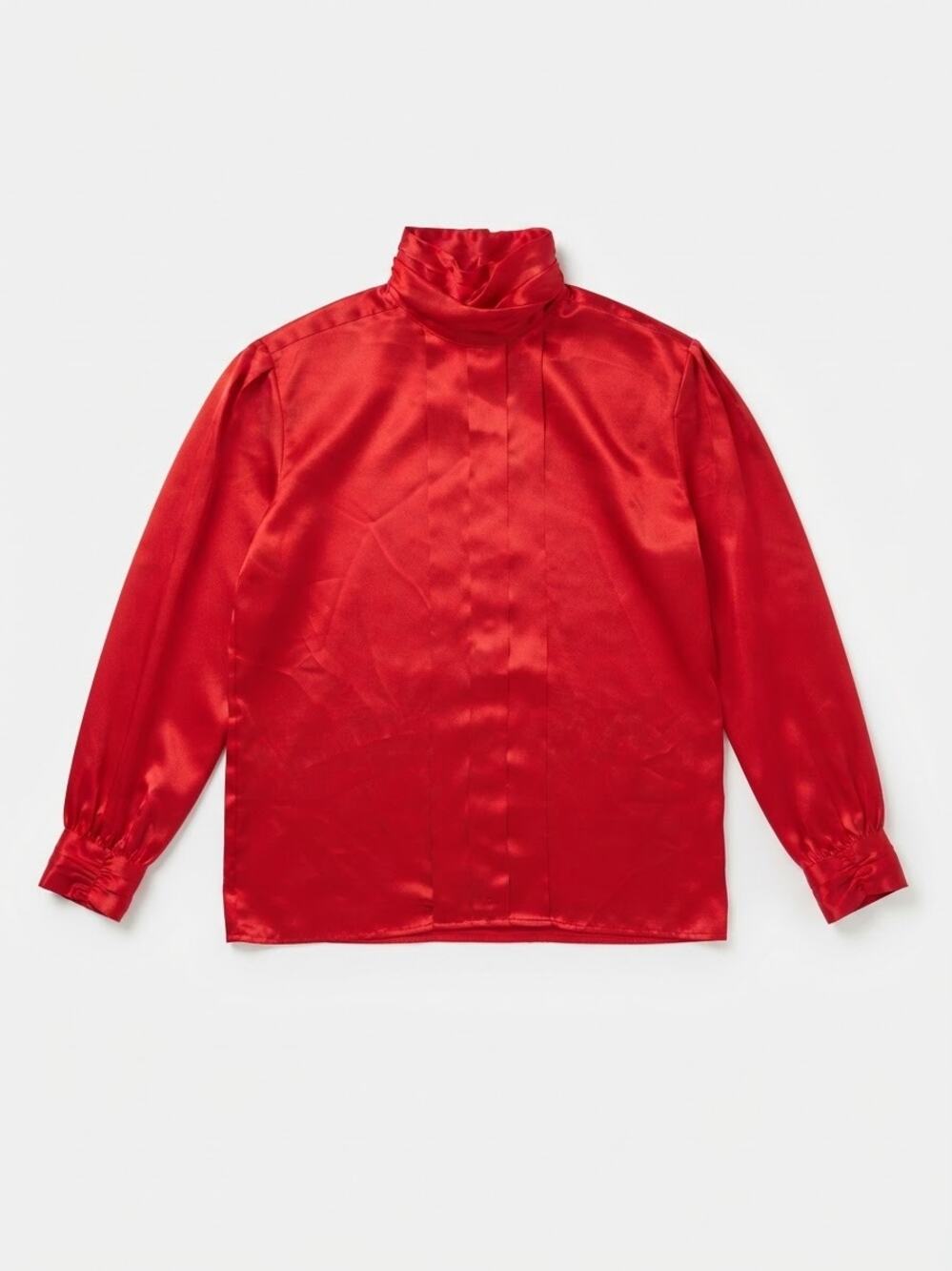 Petite Sophisticate Red Satin Blouse Women Size 6 Vintage Retro Chic Top 90s